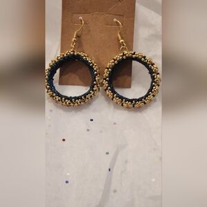 Green n Gold dragon Scale hook earrings